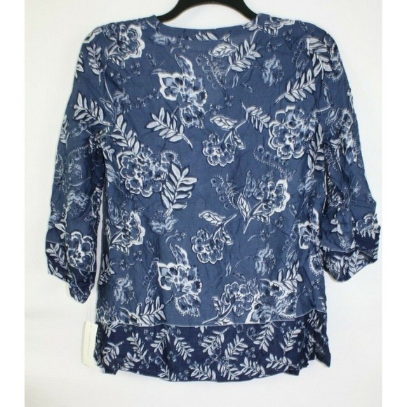 Charter Club Women's Riviera Sunset Blouse Top Shirt Color Blue Size Small - Picture 3 of 3